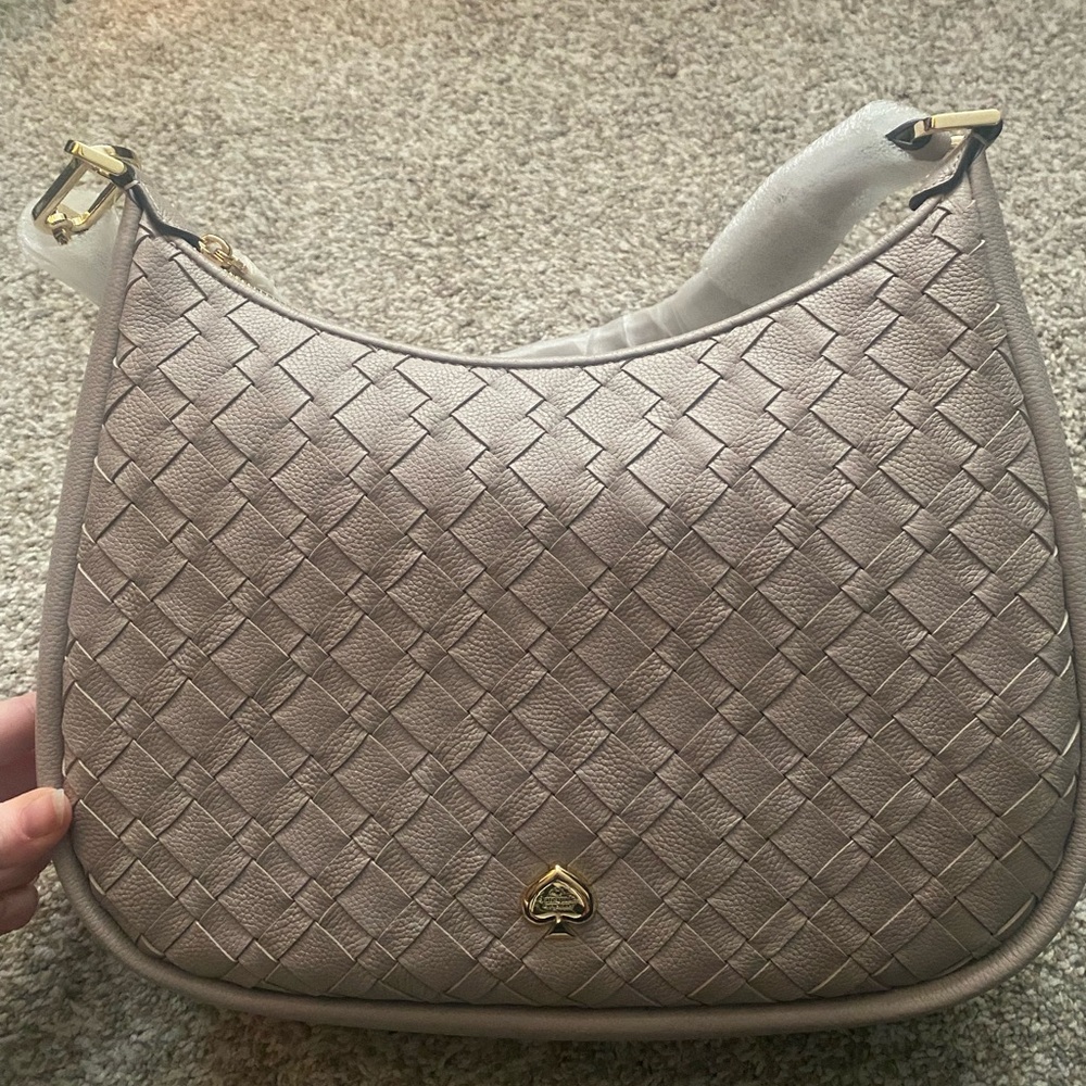 Kate Spade Taupe Woven Hobo Bag